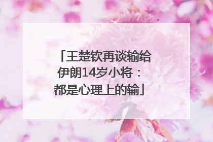 王楚钦再谈输给伊朗14岁小将：都是心理上的输