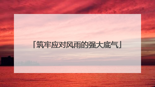 筑牢应对风雨的强大底气