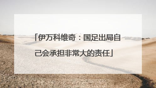 伊万科维奇：国足出局自己会承担非常大的责任