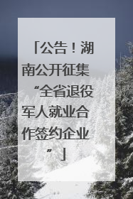 公告！湖南公开征集“全省退役军人就业合作签约企业”