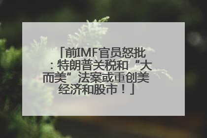 前IMF官员怒批：特朗普关税和“大而美”法案或重创美经济和股市！