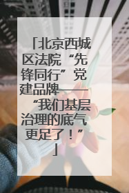 北京西城区法院“先锋同行”党建品牌——“我们基层治理的底气更足了！”