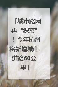 城市路网再“织密”！今年杭州将新增城市道路60公里