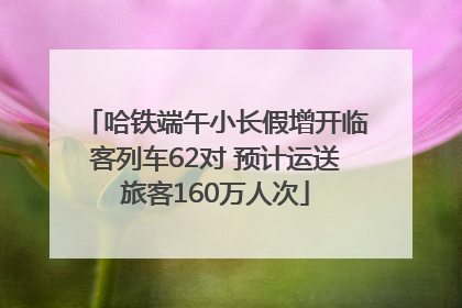 哈铁端午小长假增开临客列车62对 预计运送旅客160万人次