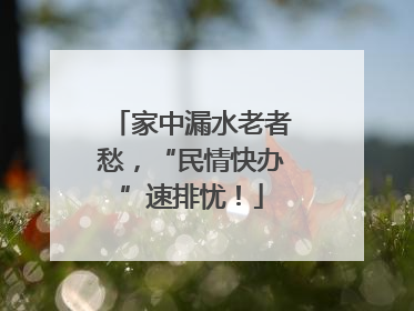 家中漏水老者愁，“民情快办”速排忧！