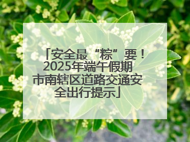 安全最“粽”要！2025年端午假期市南辖区道路交通安全出行提示