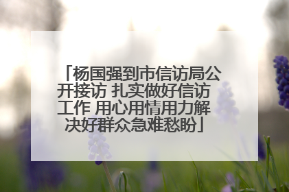 杨国强到市信访局公开接访 扎实做好信访工作 用心用情用力解决好群众急难愁盼