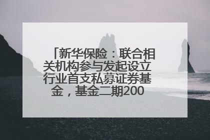 新华保险：联合相关机构参与发起设立行业首支私募证券基金，基金二期200亿元已募集完毕