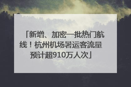 新增、加密一批热门航线！杭州机场暑运客流量预计超910万人次