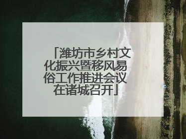 潍坊市乡村文化振兴暨移风易俗工作推进会议在诸城召开