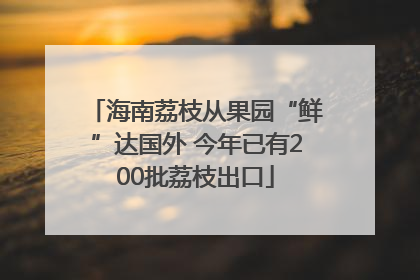 海南荔枝从果园“鲜”达国外 今年已有200批荔枝出口