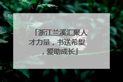 浙江兰溪汇聚人才力量，书送希望，爱助成长