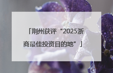 荆州获评“2025浙商最佳投资目的地”