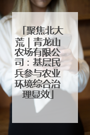 聚焦北大荒｜青龙山农场有限公司：基层民兵参与农业环境综合治理显效