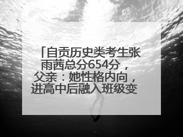 自贡历史类考生张雨茜总分654分，父亲：她性格内向，进高中后融入班级变得活泼开朗