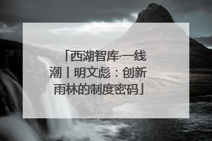 西湖智库·一线潮丨明文彪：创新雨林的制度密码