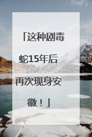 这种剧毒蛇15年后再次现身安徽！