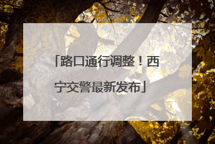 路口通行调整！西宁交警最新发布