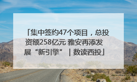集中签约47个项目，总投资额258亿元 雅安再添发展“新引擎”｜数读西投