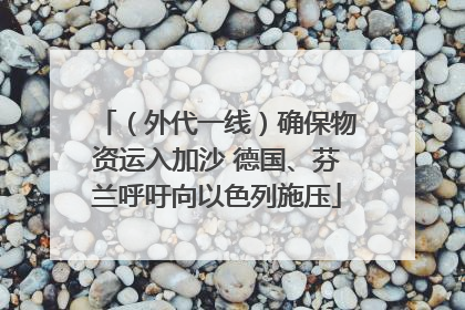 （外代一线）确保物资运入加沙 德国、芬兰呼吁向以色列施压